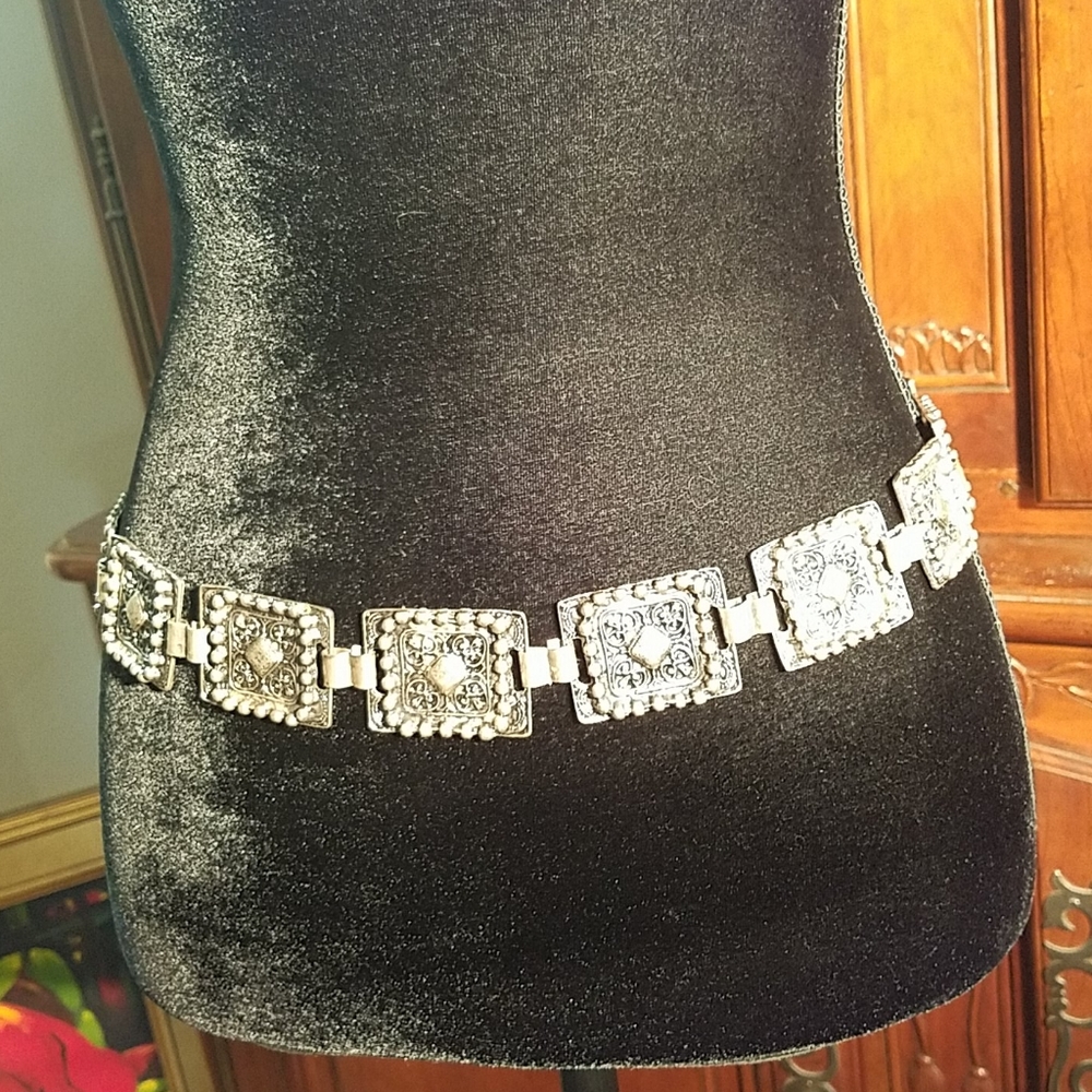 THE LIMITED, METAL BELT, ANTIQUED WITH BLACK WASH